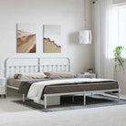 Klassiek metalen bedframe met extra opbergruimte en metalen latten - Wit / 193 x 203 cm / met hoofdbord - Bedden &