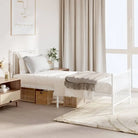 Klassiek metalen bedframe met extra opbergruimte en metalen latten - Wit / 75 x 190 cm / met hoofdbord & voetbord