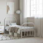 Klassiek metalen bedframe met extra opbergruimte en metalen latten - Wit / 75 x 190 cm / met hoofdbord & voetbord