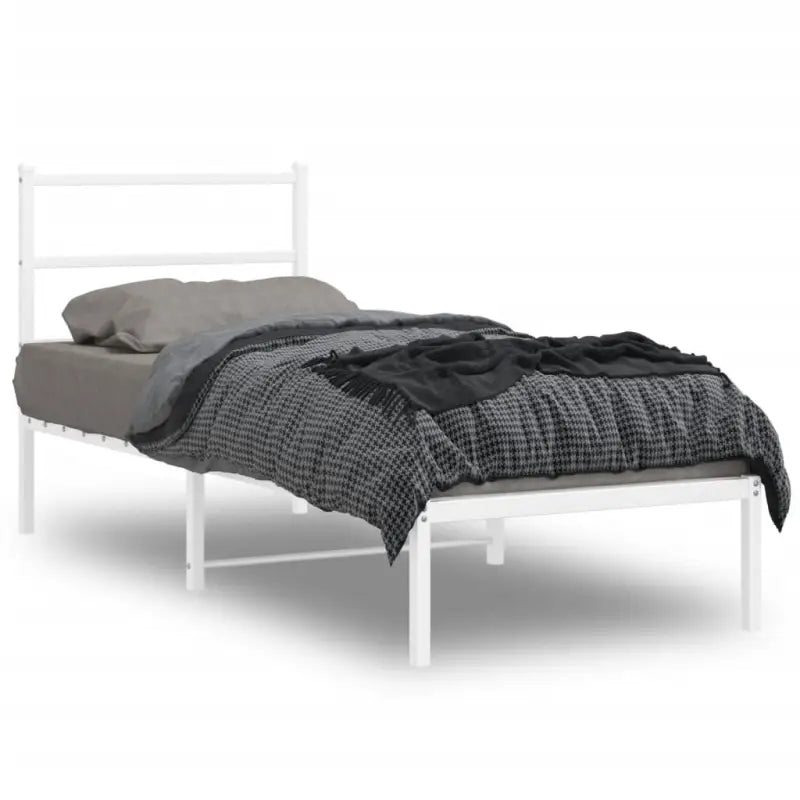 Klassiek metalen bedframe met extra opbergruimte en metalen latten - Wit / 80 x 200 cm / met hoofdbord - Bedden &