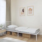 Klassiek metalen bedframe met extra opbergruimte en metalen latten - Wit / 90 x 200 cm / met hoofdbord - Bedden &