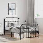 Klassiek metalen bedframe met extra opbergruimte en metalen latten - Zwart / 100 x 190 cm / met hoofdbord & voetbord