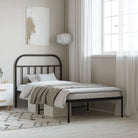 Klassiek metalen bedframe met extra opbergruimte en metalen latten - Zwart / 107 x 203 cm / met hoofdbord - Bedden &