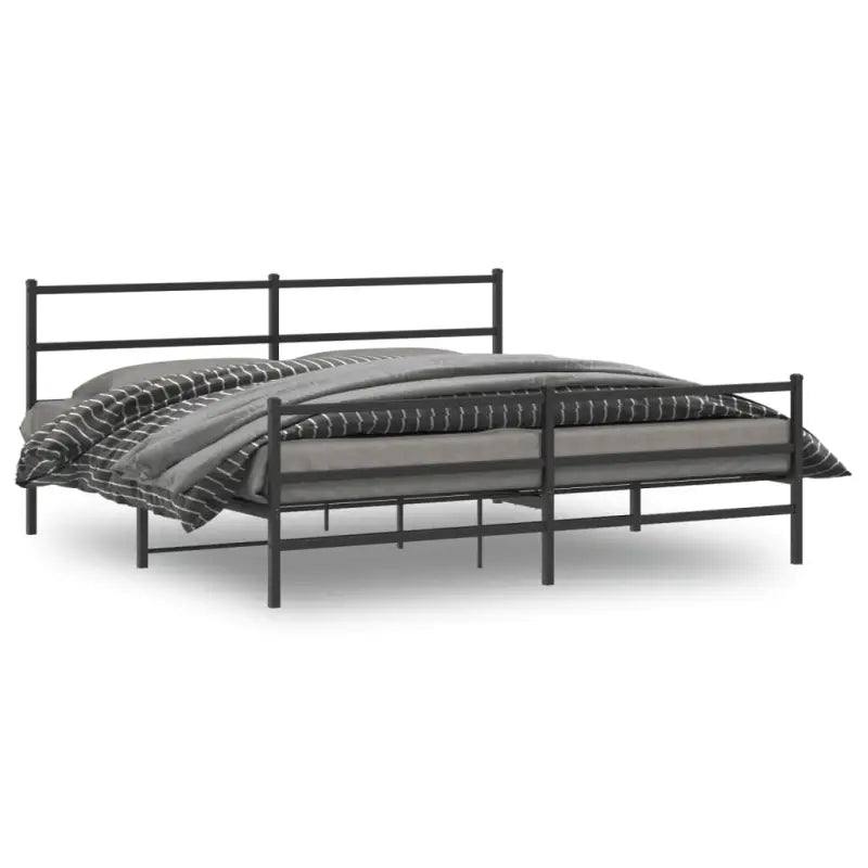 Klassiek metalen bedframe met extra opbergruimte en metalen latten - Zwart / 180 x 200 cm / met hoofdbord & voetbord