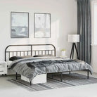 Klassiek metalen bedframe met extra opbergruimte en metalen latten - Zwart / 183 x 213 cm / met hoofdbord - Bedden &