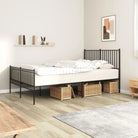 Klassiek metalen bedframe met extra opbergruimte en metalen latten - Zwart / 140 x 190 cm / met hoofdbord & voetbord