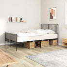 Klassiek metalen bedframe met extra opbergruimte en metalen latten - Zwart / 120 x 200 cm / met hoofdbord & voetbord