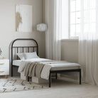 Klassiek metalen bedframe met extra opbergruimte en metalen latten - Zwart / 75 x 190 cm / met hoofdbord - Bedden &