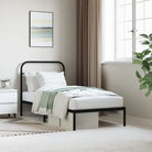 Klassiek metalen bedframe met extra opbergruimte en metalen latten - Zwart / 90 x 200 cm / met hoofdbord - Bedden &