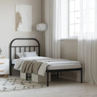 Klassiek metalen bedframe met extra opbergruimte en metalen latten - Zwart / 90 x 200 cm / met hoofdbord - Bedden &