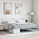 Klassiek metalen bedframe met metalen latten en extra opbergruimte - Wit / 180 x 200 cm / met hoofdbord - Bedden &