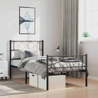 Klassiek metalen bedframe met metalen latten en extra opbergruimte - Zwart / 100 x 200 cm / met hoofdbord & voetbord