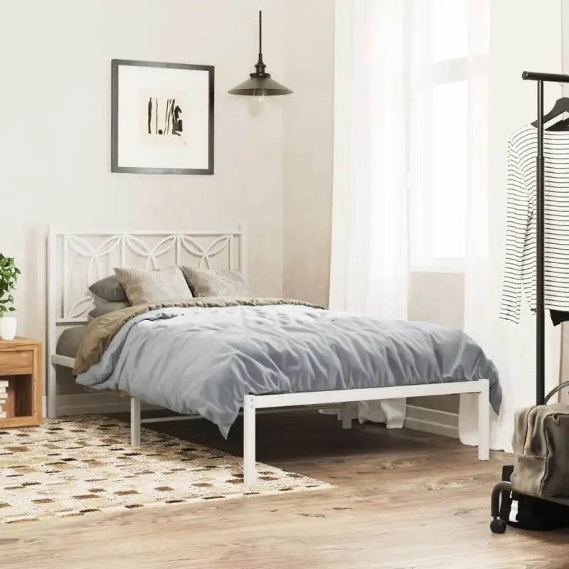 Klassiek metalen latten bedframe met extra opbergruimte - Wit / 100 x 200 cm / met hoofdbord - Bedden & bedframes
