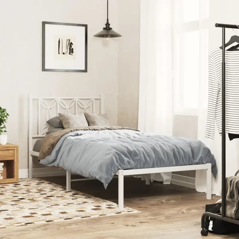 Klassiek metalen latten bedframe met extra opbergruimte - Wit / 90 x 200 cm / met hoofdbord - Bedden & bedframes