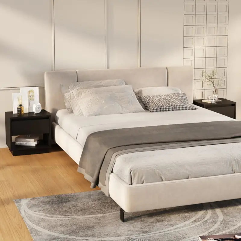 Klassiek nachtkastje van bewerkt hout met duurzame constructie - Zwart / 2 - Nachtkastjes