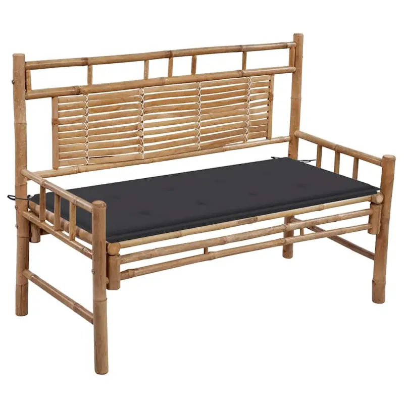 Klassieke Bamboe Tuinbank met Rugleuning voor Buitenruimte - Antraciet / 120 x 50 x 4 cm / 1 - Tuinbanken