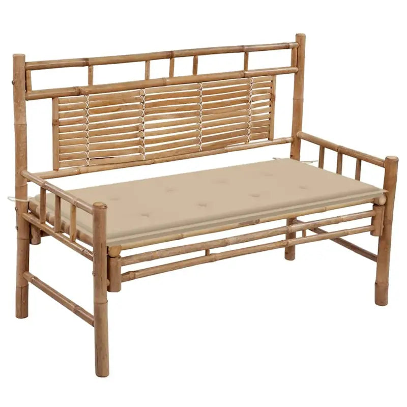 Klassieke Bamboe Tuinbank met Rugleuning voor Buitenruimte - Beige / 120 x 50 x 4 cm / 1 - Tuinbanken