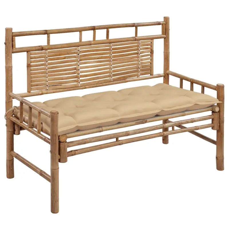 Klassieke Bamboe Tuinbank met Rugleuning voor Buitenruimte - Beige / 120 x 50 x 7 cm / 1 - Tuinbanken