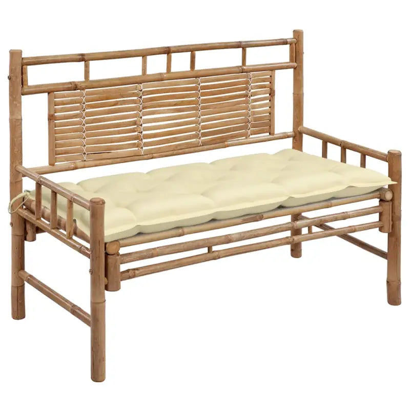 Klassieke Bamboe Tuinbank met Rugleuning voor Buitenruimte - Crème / 120 x 50 x 7 cm / 1 - Tuinbanken