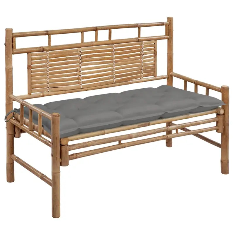 Klassieke Bamboe Tuinbank met Rugleuning voor Buitenruimte - Grijs / 120 x 50 x 7 cm / 1 - Tuinbanken