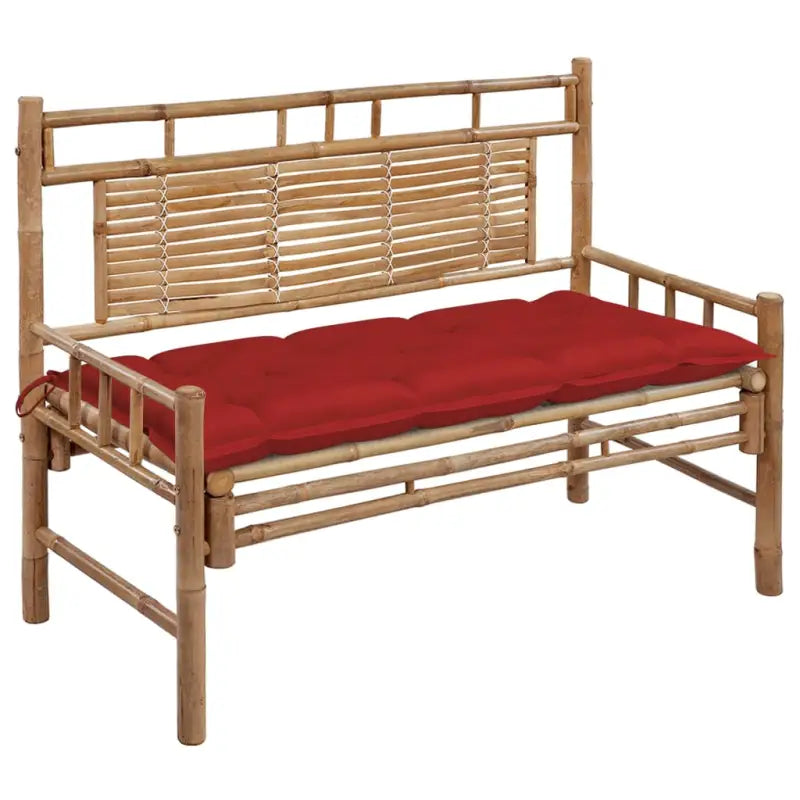 Klassieke Bamboe Tuinbank met Rugleuning voor Buitenruimte - Rood / 120 x 50 x 7 cm / 1 - Tuinbanken