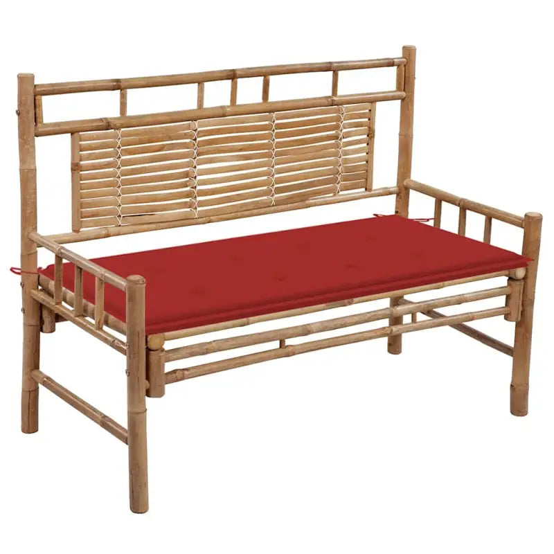 Klassieke Bamboe Tuinbank met Rugleuning voor Buitenruimte - Rood / 120 x 50 x 3 cm / 1 - Tuinbanken