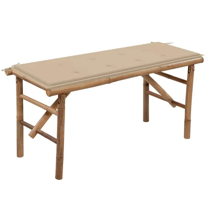 Klassieke Bamboe Tuinbank met Sets Touwtjes en Inklapbaar Design - Beige / 120 x 50 x 4 cm / 1 - Tuinbanken