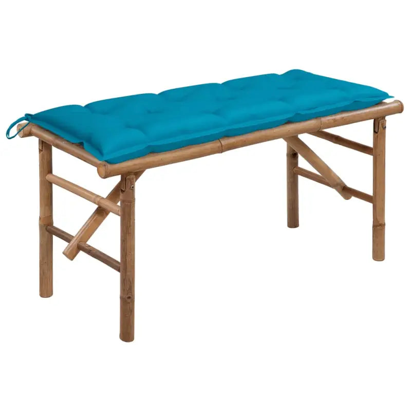 Klassieke Bamboe Tuinbank met Sets Touwtjes en Inklapbaar Design - Blauw / 120 x 50 x 7 cm / 1 - Tuinbanken