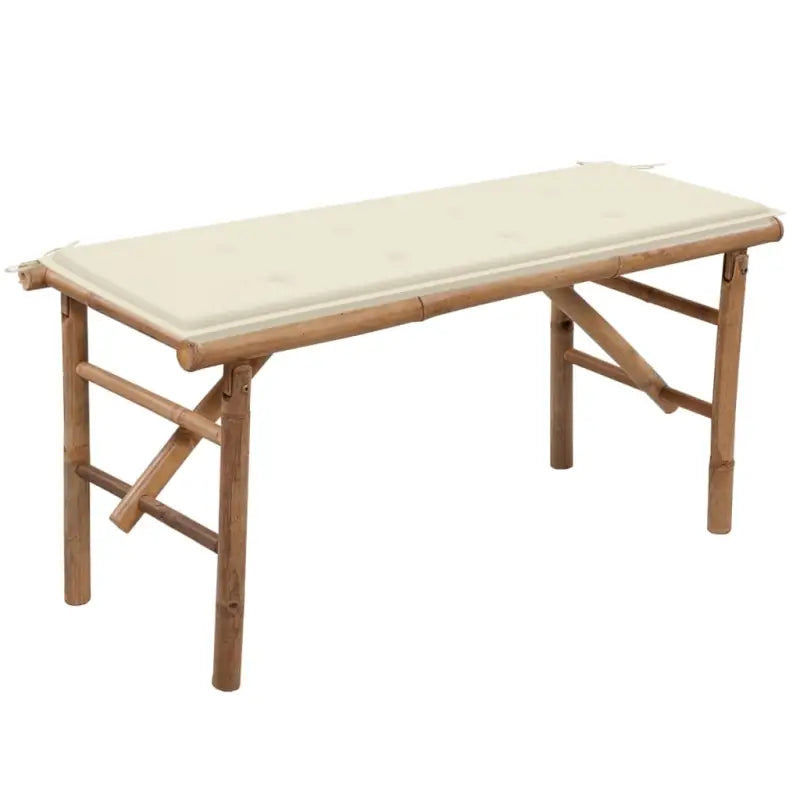 Klassieke Bamboe Tuinbank met Sets Touwtjes en Inklapbaar Design - Crème / 120 x 50 x 4 cm / 1 - Tuinbanken