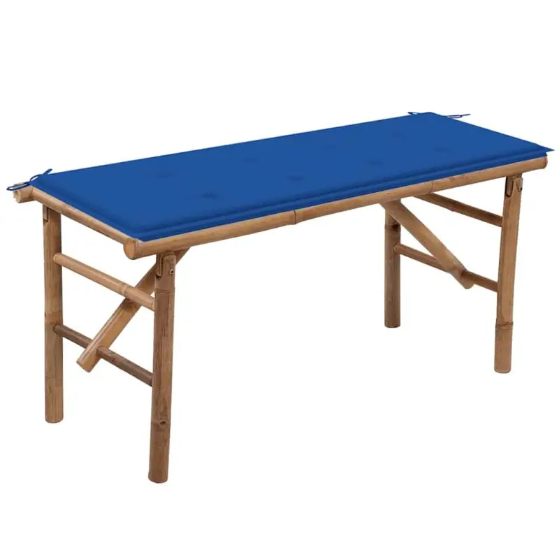 Klassieke Bamboe Tuinbank met Sets Touwtjes en Inklapbaar Design - koningsblauw / 120 x 50 x 4 cm / 1 - Tuinbanken