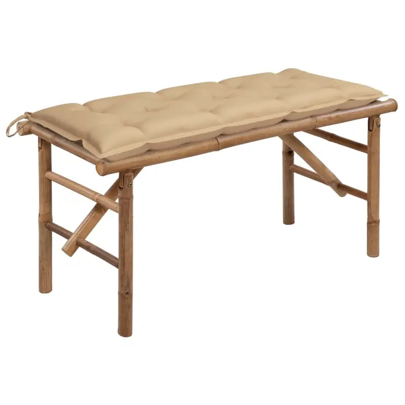 Klassieke Bamboe Tuinbank met Sets Touwtjes en Inklapbaar Design - Beige / 120 x 50 x 7 cm / 1 - Tuinbanken