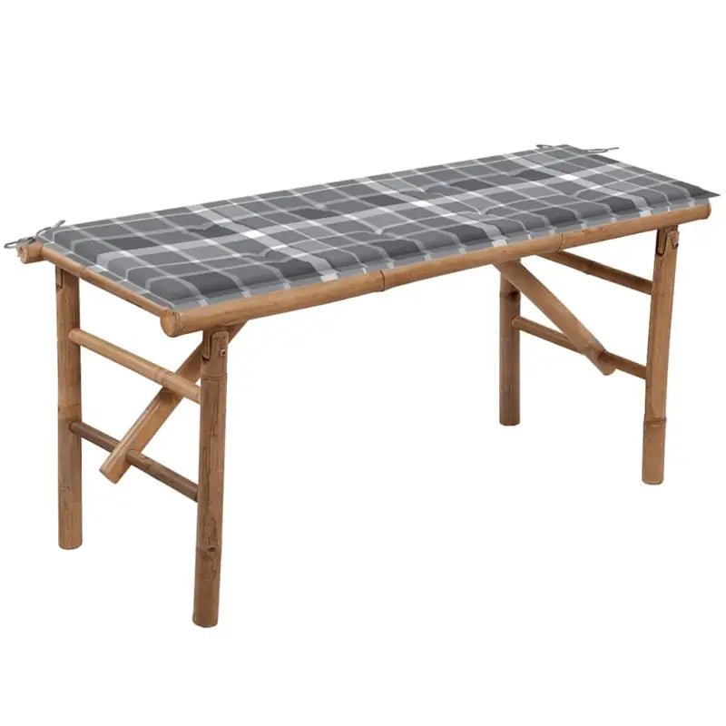 Klassieke Bamboe Tuinbank met Sets Touwtjes en Inklapbaar Design - Grijs ruitpatroon / 120 x 50 x 4 cm / 1 - Tuinbanken