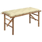 Klassieke Bamboe Tuinbank met Sets Touwtjes en Inklapbaar Design - Crème / 120 x 50 x 7 cm / 1 - Tuinbanken