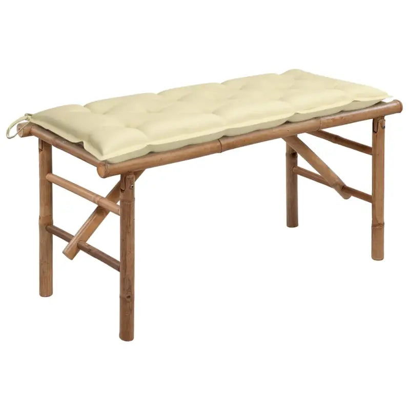 Klassieke Bamboe Tuinbank met Sets Touwtjes en Inklapbaar Design - Crème / 120 x 50 x 7 cm / 1 - Tuinbanken