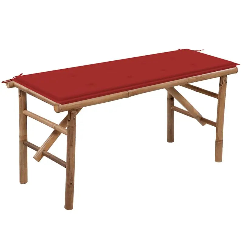 Klassieke Bamboe Tuinbank met Sets Touwtjes en Inklapbaar Design - Rood / 120 x 50 x 3 cm / 1 - Tuinbanken