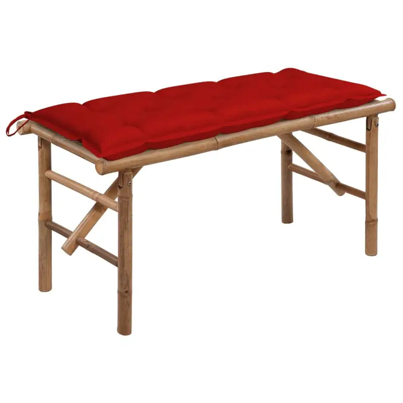 Klassieke Bamboe Tuinbank met Sets Touwtjes en Inklapbaar Design - Rood / 120 x 50 x 7 cm / 1 - Tuinbanken