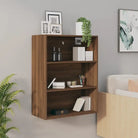 Klassieke bewerkt hout hangkast voor muurruimte en decoratie - bruin eikenkleur / 1 - Dressoirs & buffetkasten