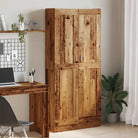 Klassieke boekenkast in bewerkt hout met grijs sonoma eiken uitstraling - Oud hout / 1 / 185 cm - Boekenkasten