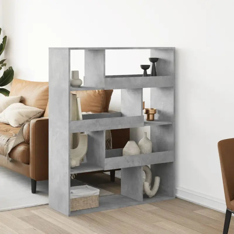 Klassieke boekenkast van bewerkt hout met strak ontwerp - Betongrijs / 1 / 125.5 cm - Boekenkasten