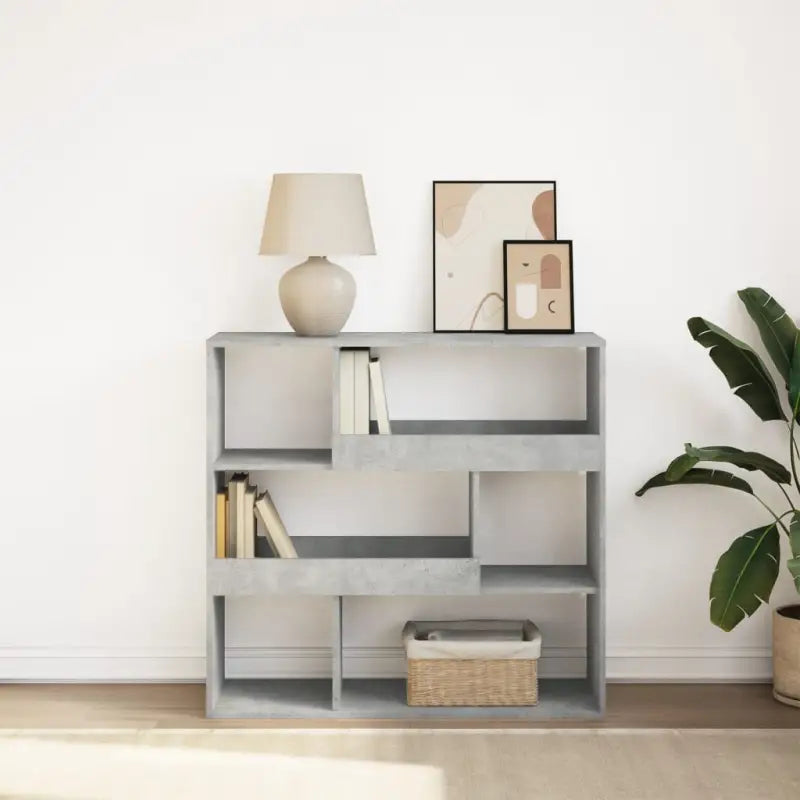 Klassieke boekenkast van bewerkt hout met strak ontwerp - Betongrijs / 1 / 94.5 cm - Boekenkasten
