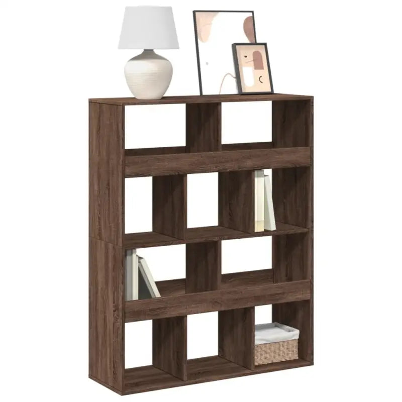 Klassieke Boekenkast van bewerkt hout met strak ontwerp - bruin eikenkleur / 1 / 125.5 cm - Boekenkasten