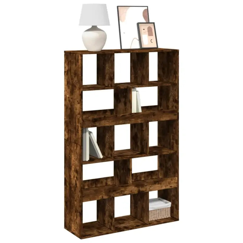 Klassieke Boekenkast van bewerkt hout met strak ontwerp - Gerookt eiken / 1 / 156.5 cm - Boekenkasten