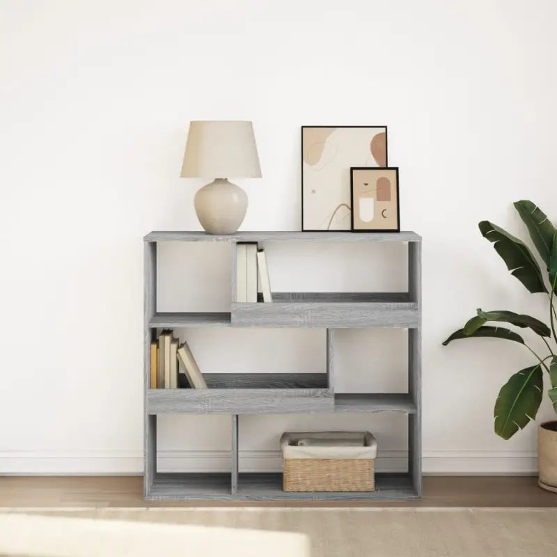 Klassieke boekenkast van bewerkt hout met strak ontwerp - Grijs sonoma / 1 / 94.5 cm - Boekenkasten