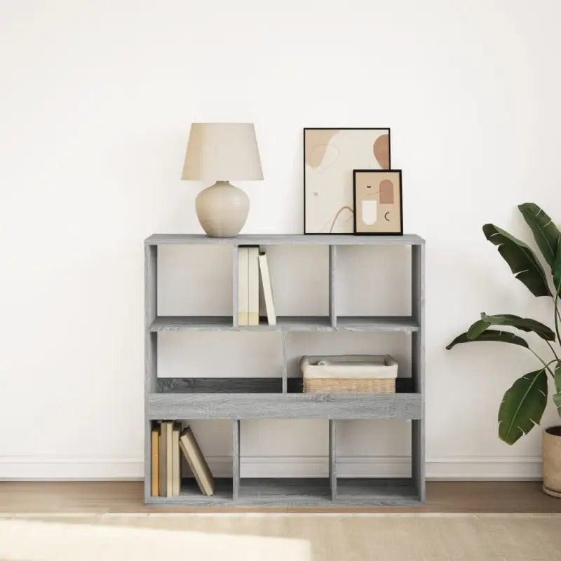 Klassieke Boekenkast van bewerkt hout met strak ontwerp - Grijs sonoma / 1 / 94.5 cm - Boekenkasten