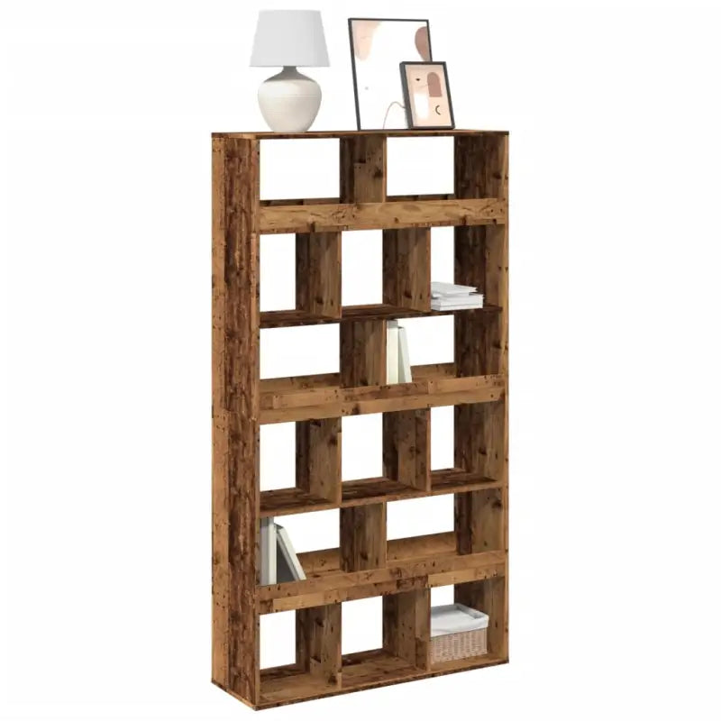 Klassieke Boekenkast van bewerkt hout met strak ontwerp - Oud hout / 1 / 187.5 cm - Boekenkasten