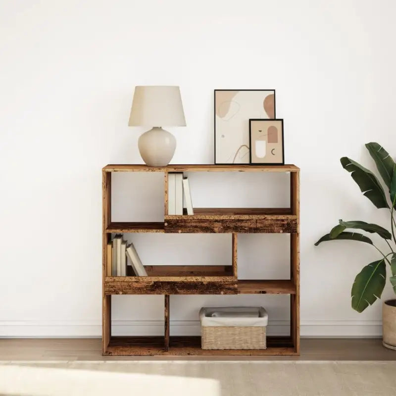Klassieke boekenkast van bewerkt hout met strak ontwerp - Oud hout / 1 / 94.5 cm - Boekenkasten