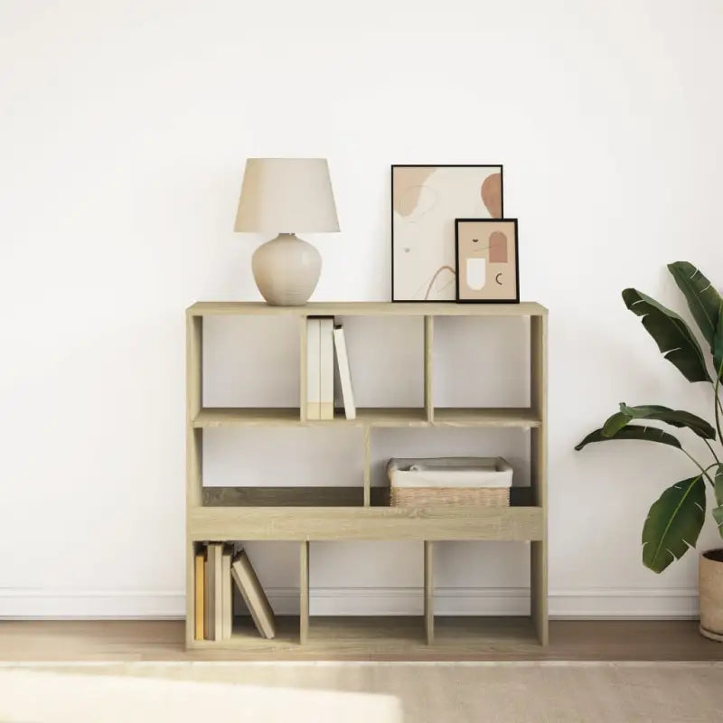 Klassieke Boekenkast van bewerkt hout met strak ontwerp - Sonoma eiken / 1 / 94.5 cm - Boekenkasten