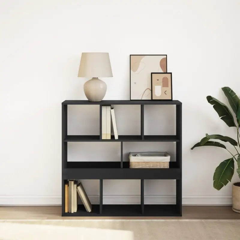 Klassieke Boekenkast van bewerkt hout met strak ontwerp - Zwart / 1 / 94.5 cm - Boekenkasten