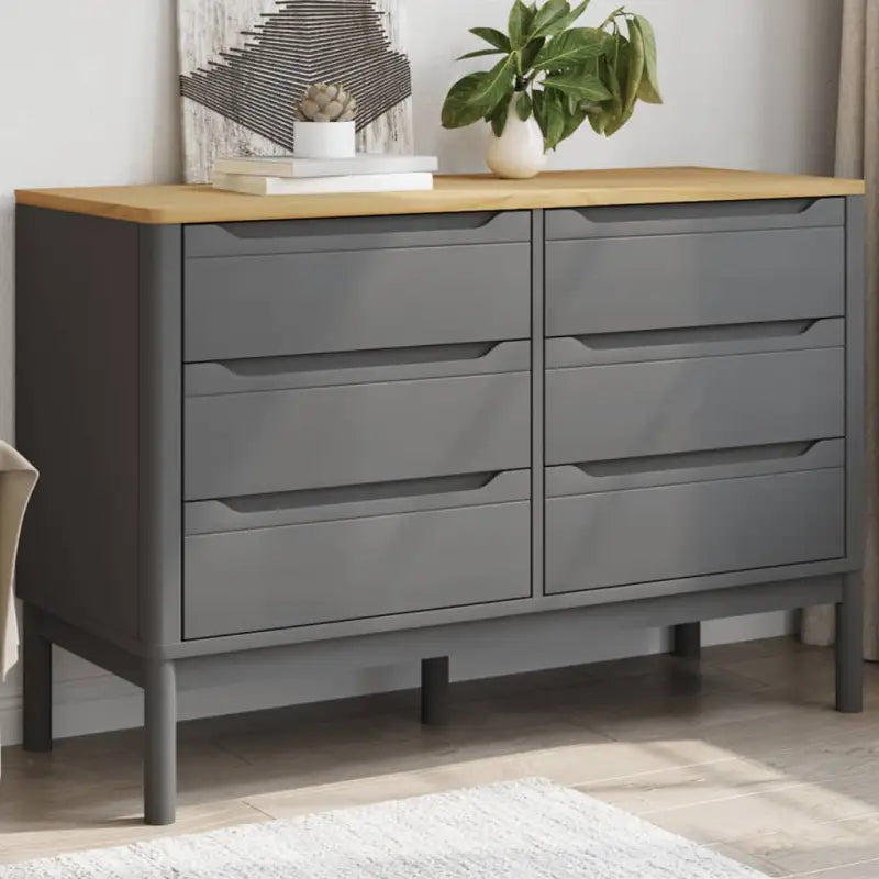 Klassieke commodes met massief grenenhout en houten poten - Grijs / 1 - Commodes & ladekasten
