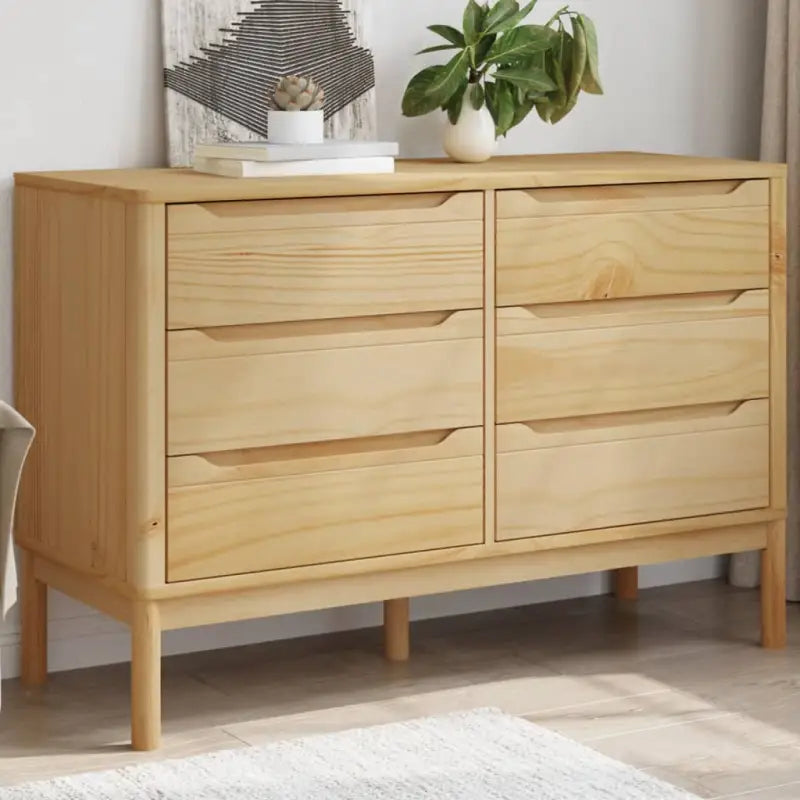 Klassieke commodes met massief grenenhout en houten poten - Wasbruin / 1 - Commodes & ladekasten